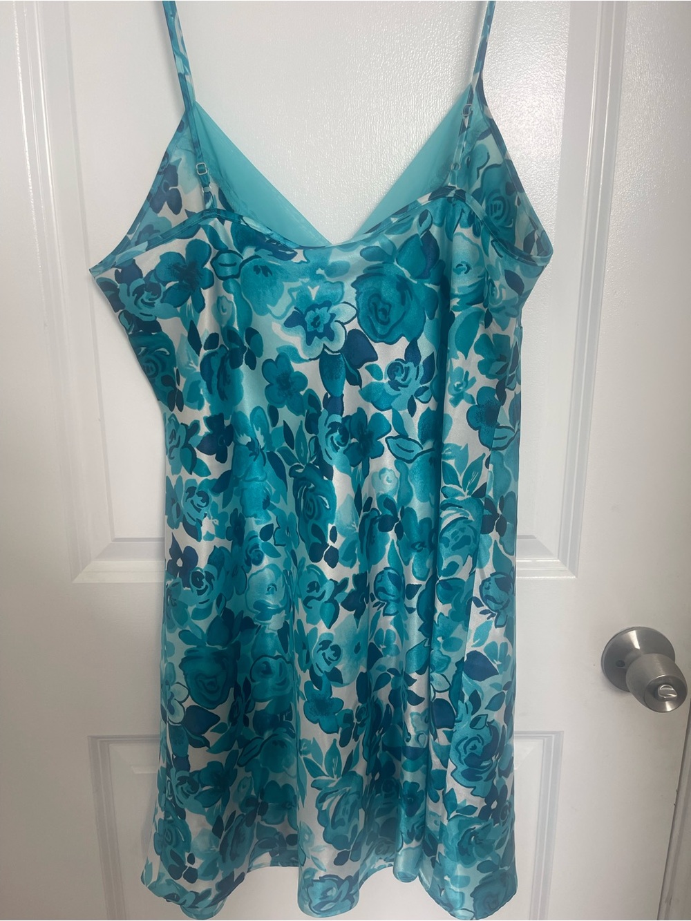 Liz Claiborne Teal and Turquoise Floral Slip Dress - Picture 3 of 3